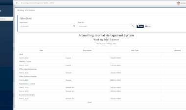 Accounting Journal Management System with Trial Balance in PHP Free Source Code