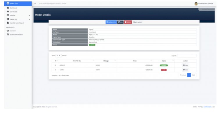 Auto Dealer Management System in PHP/OOP Free Source Code