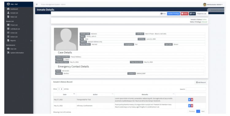 Prison Management System in PHP/OOP Free Source Code
